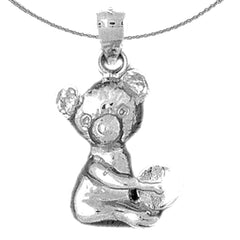 Sterling Silver Teddy Bear Pendant (Rhodium or Yellow Gold-plated)
