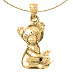 Sterling Silver Teddy Bear Pendant (Rhodium or Yellow Gold-plated)