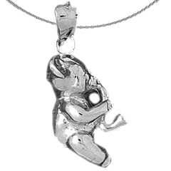 Sterling Silver Teddy Bear Pendant (Rhodium or Yellow Gold-plated)