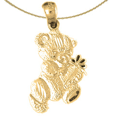 Sterling Silver Teddy Bear Pendant (Rhodium or Yellow Gold-plated)