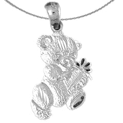 Sterling Silver Teddy Bear Pendant (Rhodium or Yellow Gold-plated)