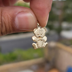 Sterling Silver Teddy Bear Pendant (Rhodium or Yellow Gold-plated)