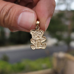 Sterling Silver Teddy Bear Pendant (Rhodium or Yellow Gold-plated)