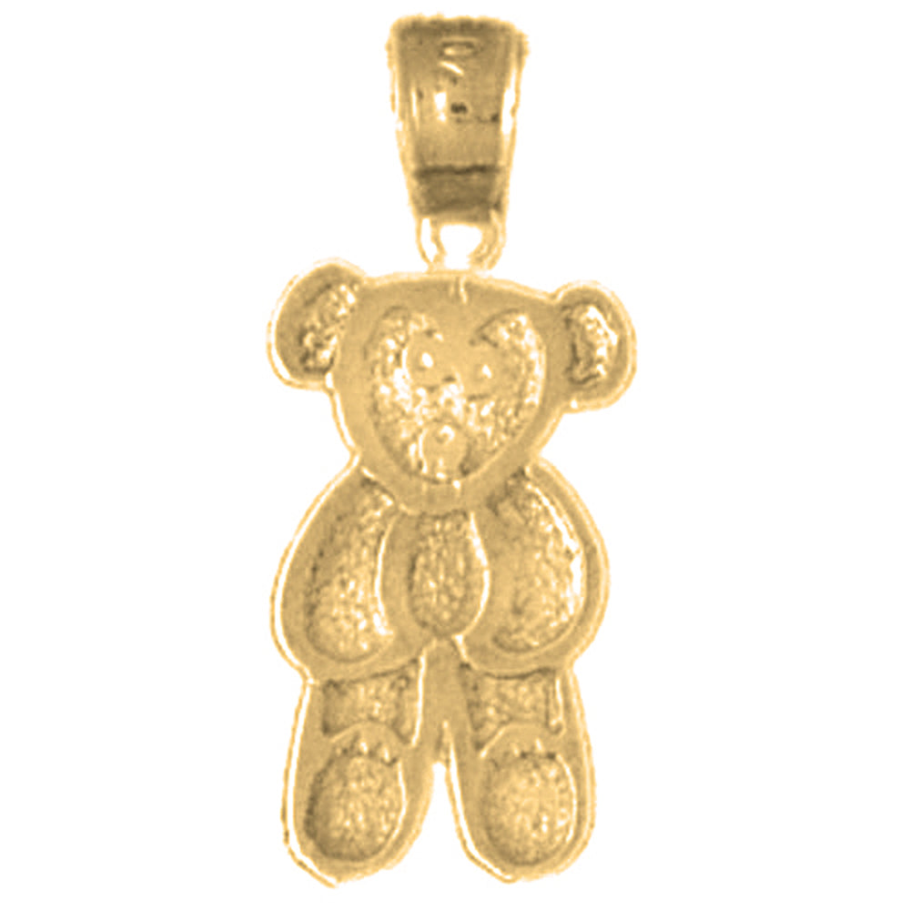 Yellow Gold-plated Silver Teddy Bear Pendant