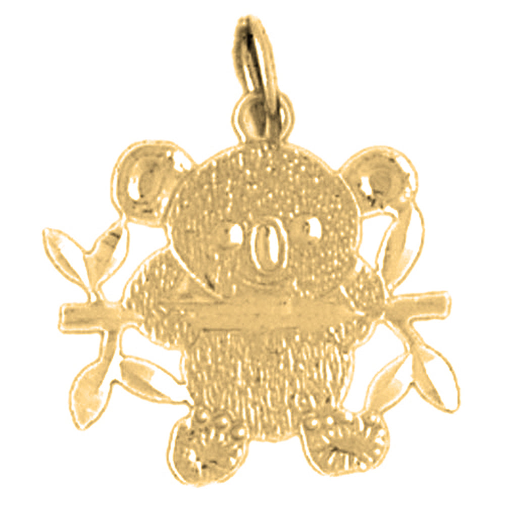 Yellow Gold-plated Silver Teddy Bear Pendant
