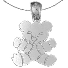 Sterling Silver Teddy Bear Pendant (Rhodium or Yellow Gold-plated)