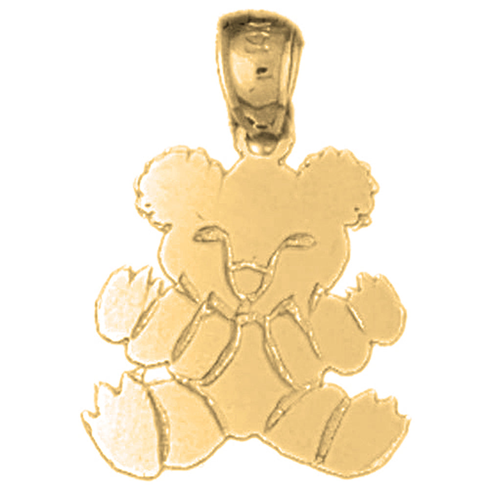 Yellow Gold-plated Silver Teddy Bear Pendant