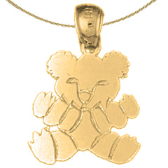 Sterling Silver Teddy Bear Pendant (Rhodium or Yellow Gold-plated)