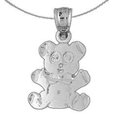 Sterling Silver Teddy Bear Pendant (Rhodium or Yellow Gold-plated)