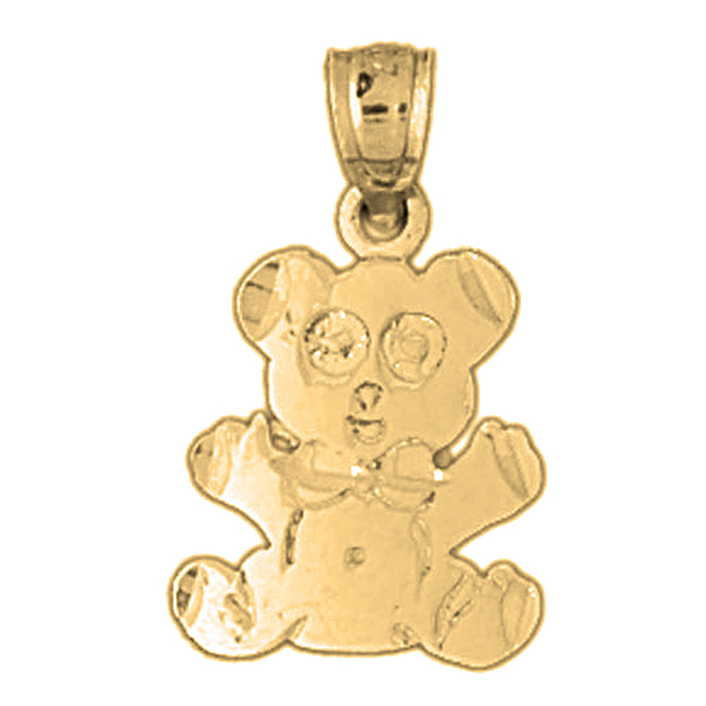Yellow Gold-plated Silver Teddy Bear Pendant
