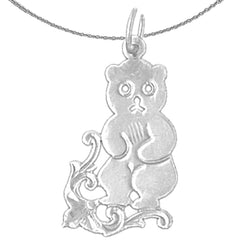 Sterling Silver Teddy Bear Pendant (Rhodium or Yellow Gold-plated)