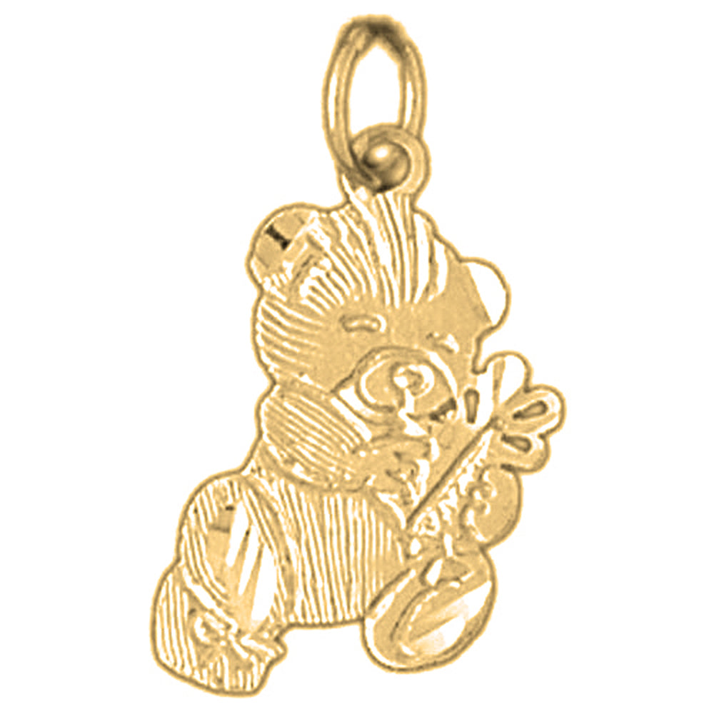 Yellow Gold-plated Silver Teddy Bear Pendant