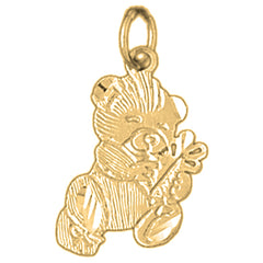 Yellow Gold-plated Silver Teddy Bear Pendant
