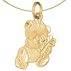 Sterling Silver Teddy Bear Pendant (Rhodium or Yellow Gold-plated)