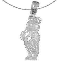 Sterling Silver Teddy Bear Pendant (Rhodium or Yellow Gold-plated)