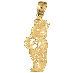 Yellow Gold-plated Silver Teddy Bear Pendant