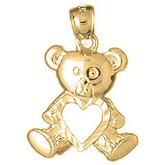 Yellow Gold-plated Silver Teddy Bear With Heart Pendant