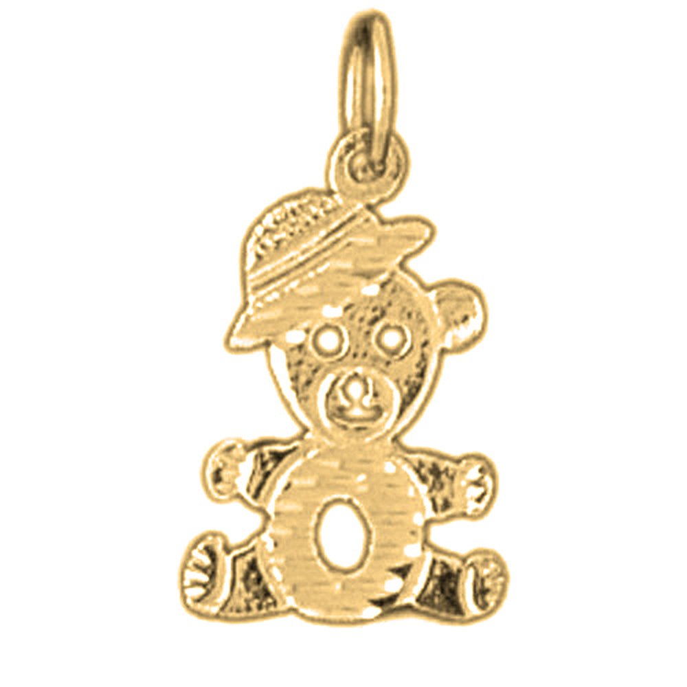 Yellow Gold-plated Silver Teddy Bear Pendant