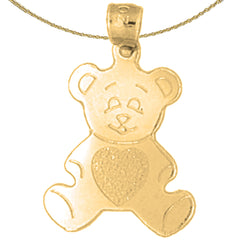 Sterling Silver Teddy Bear Pendant (Rhodium or Yellow Gold-plated)