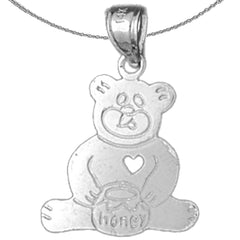 Sterling Silver Teddy Bear Pendant (Rhodium or Yellow Gold-plated)