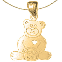 Sterling Silver Teddy Bear Pendant (Rhodium or Yellow Gold-plated)