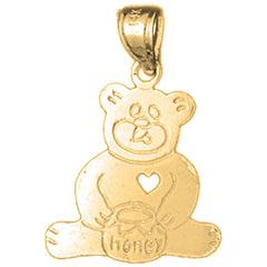 Yellow Gold-plated Silver Teddy Bear Pendant