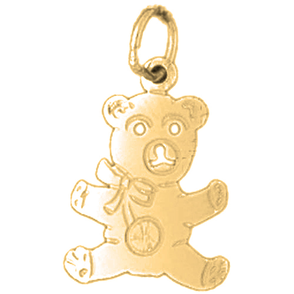 Yellow Gold-plated Silver Teddy Bear Pendant