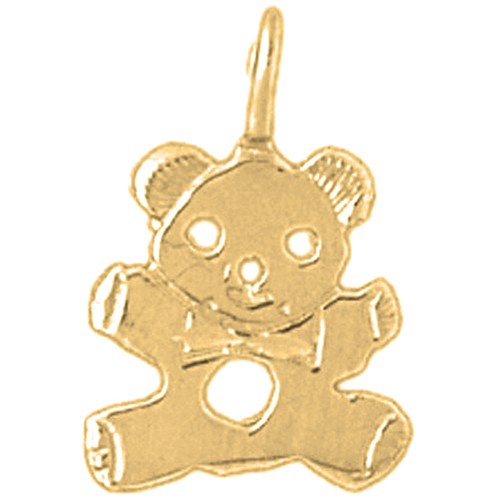 Yellow Gold-plated Silver Teddy Bear Pendant