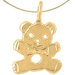 Sterling Silver Teddy Bear Pendant (Rhodium or Yellow Gold-plated)