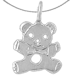 Sterling Silver Teddy Bear Pendant (Rhodium or Yellow Gold-plated)