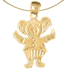 Sterling Silver Teddy Bear Pendant (Rhodium or Yellow Gold-plated)