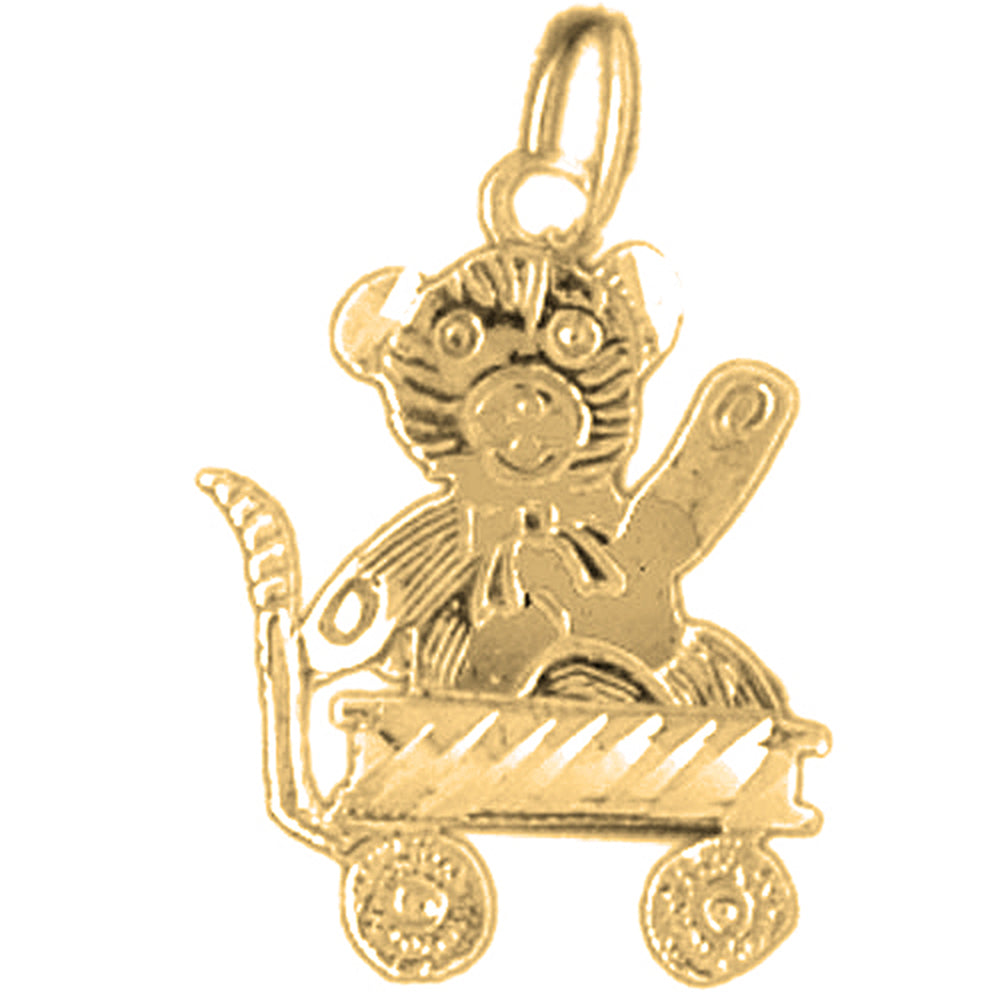 Yellow Gold-plated Silver Teddy Bear Pendant