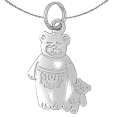 Sterling Silver Teddy Bear Pendant (Rhodium or Yellow Gold-plated)
