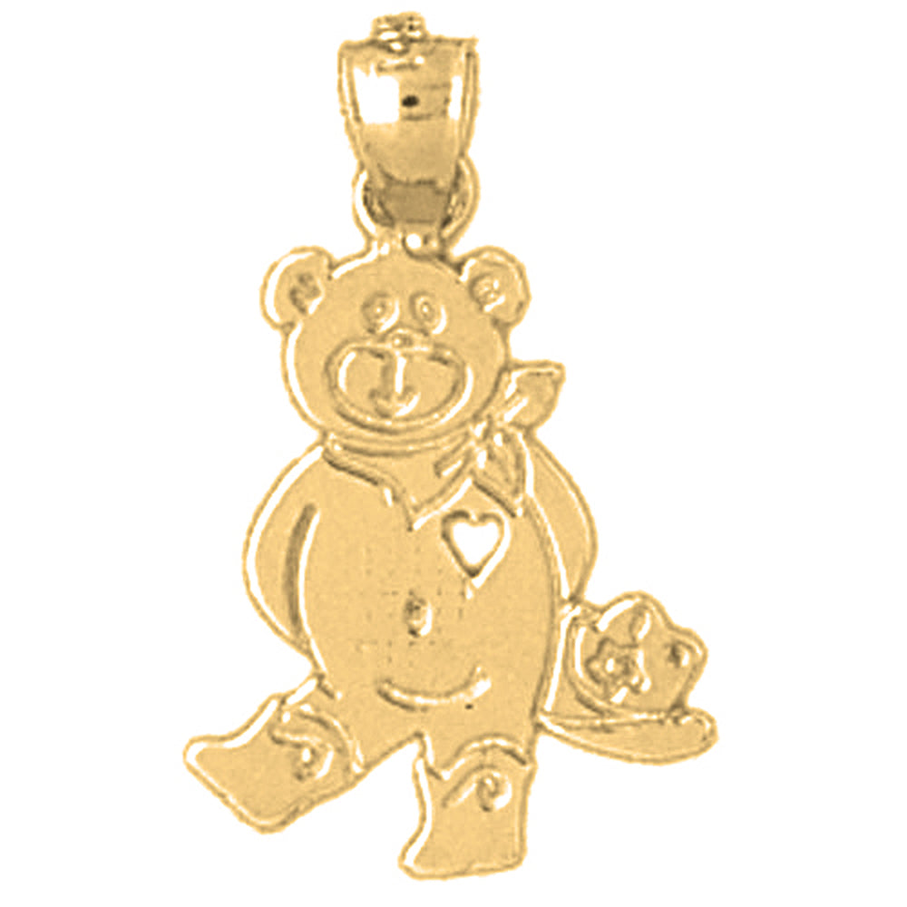 Yellow Gold-plated Silver Teddy Bear Pendant