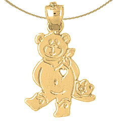 Sterling Silver Teddy Bear Pendant (Rhodium or Yellow Gold-plated)