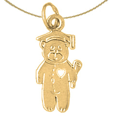 Sterling Silver Teddy Bear Pendant (Rhodium or Yellow Gold-plated)