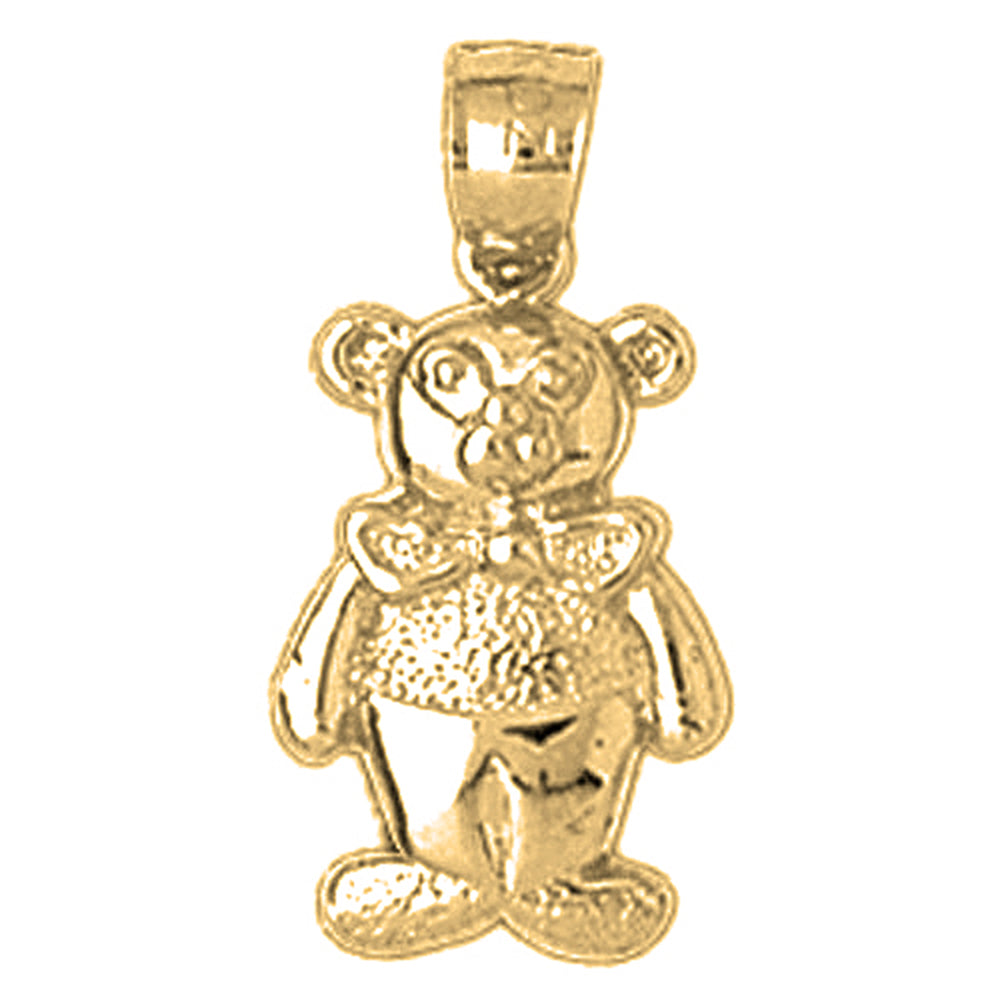 Yellow Gold-plated Silver Teddy Bear Pendant