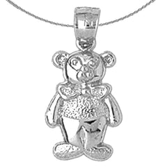 Sterling Silver Teddy Bear Pendant (Rhodium or Yellow Gold-plated)
