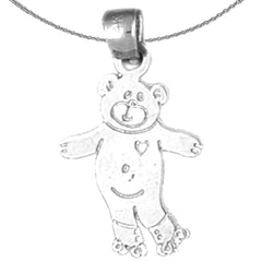 Sterling Silver Teddy Bear Pendant (Rhodium or Yellow Gold-plated)