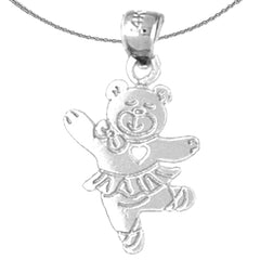 Sterling Silver Teddy Bear Pendant (Rhodium or Yellow Gold-plated)