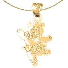 Sterling Silver Teddy Bear Pendant (Rhodium or Yellow Gold-plated)