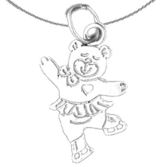 Sterling Silver Teddy Bear Pendant (Rhodium or Yellow Gold-plated)