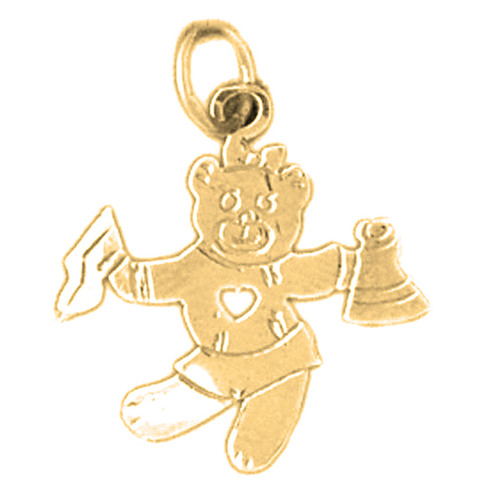 Yellow Gold-plated Silver Teddy Bear Cheerleader Pendant