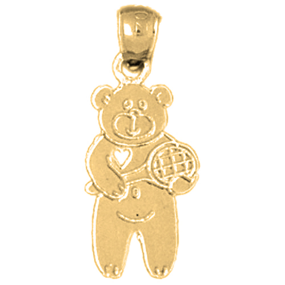 Yellow Gold-plated Silver Teddy Bear Pendant