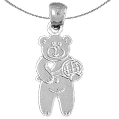 Sterling Silver Teddy Bear Pendant (Rhodium or Yellow Gold-plated)