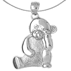 Sterling Silver Teddy Bear Pendant (Rhodium or Yellow Gold-plated)