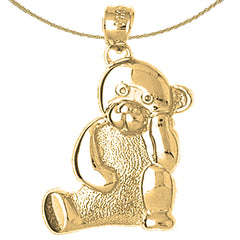 Sterling Silver Teddy Bear Pendant (Rhodium or Yellow Gold-plated)
