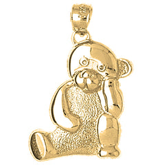 Yellow Gold-plated Silver Teddy Bear Pendant