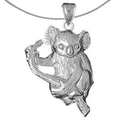 Sterling Silver Koala Bear Pendant (Rhodium or Yellow Gold-plated)