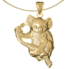 Sterling Silver Koala Bear Pendant (Rhodium or Yellow Gold-plated)